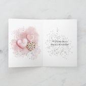 Pink Heart Leopard Cupcake Birthday Kaart (Binnen)