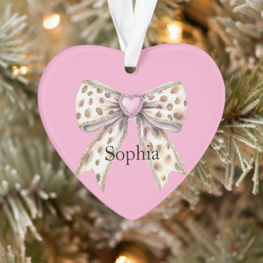 Pink Heart Leopard Girl Bow Noël (Arbre)