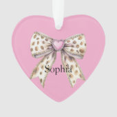 Pink Heart Leopard Girl Bow Noël (devant)