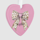 Pink Heart Leopard Girl Bow Noël (devant)