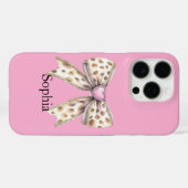 Pink Heart Leopard Girly Bow Case-Mate iPhone Case (Achterkant (horizontaal))