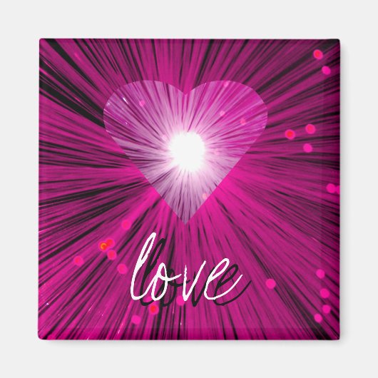 Pink Heart 'love' carré frigo aimant (Devant)