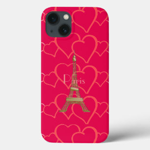 Pink Heart Love Eiffeltoren Parijs iPhone 13 Hoesje