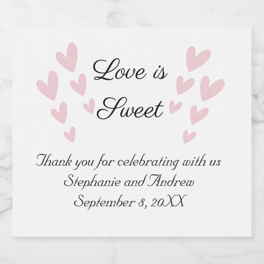 Pink Heart Love personaliseren is snoezig weddensc Sparkling Wijnetiket (Enkel label)