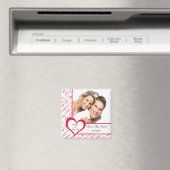 Pink Heart Love Photo Enregistrer La Date Magnet (In Situ (Lave-vaisselle))