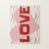 Pink Heart Love Retro Style Puzzle (Vertical)