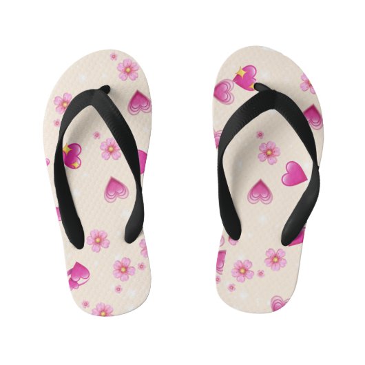 "Pink Heart Love Slippers" Kinder Teenslippers (Voetbed)