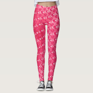 Pink Heart LOVE Typografie Valentine Day Legging