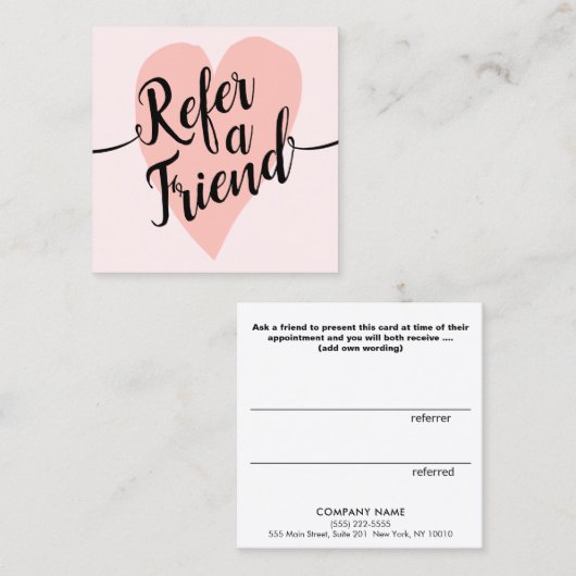 Pink Heart manuscrit Script Calligraphie Référence (Devant / Derrière)