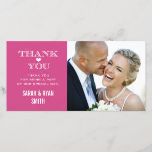 Pink Heart Mariage Photo Merci Cartes