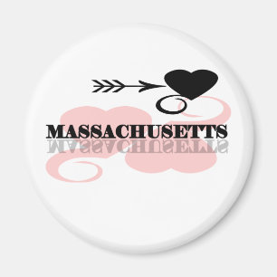 Pink Heart Massachusetts Magneet