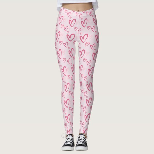 Pink Heart Motif Cute Valentine leggings (Devant)