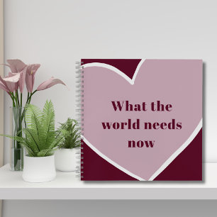 Pink Heart Motivatie Quote Maroon Notitieboek
