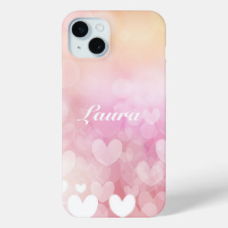 Pink Heart Name iPhone 15 Mini Hoesje