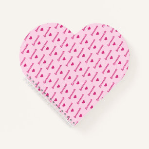 Pink Heart Notitieboek met herhalende naam en hart