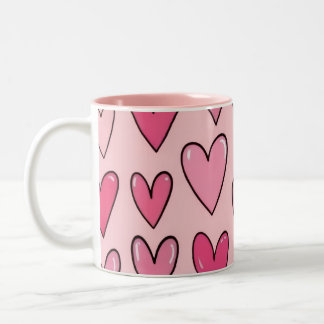 Pink Heart Overflow Mug | Pink Tweekleurige Koffiemok