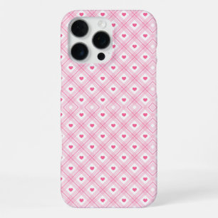 Pink Heart Plaid iPhone 16 Pro Max Hoesje
