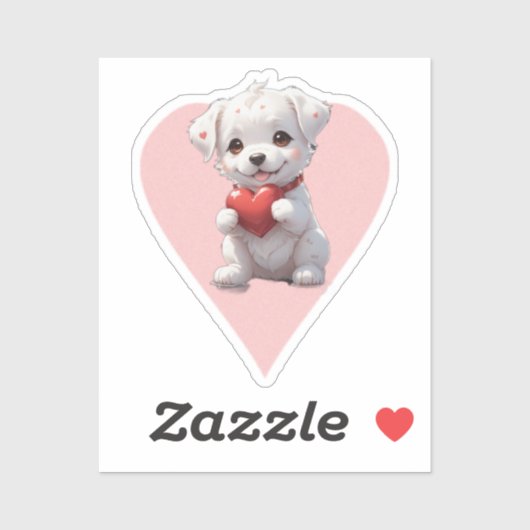 pink heart puppy sticker (Vel)