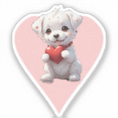 pink heart puppy sticker (Voorkant)