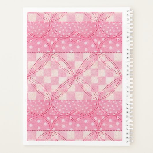 PINK HEART QUILT 8.5x11 Planificateur / Calendrier (Dos)