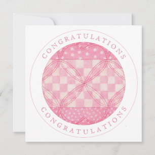 PINK HEART QUILT "Félicitations" Carte à plat