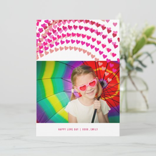 Pink Heart Sprinkles Valentine's Day Carte photo (Debout devant)