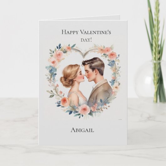 Pink Heart Valentijnsdag kaart voor haar (Voorkant)