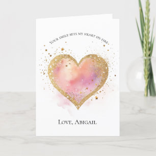 Pink Heart Valentijnsdag kaart voor haar