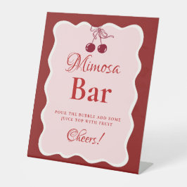 Pink Heart Valentine Bachelorette Mimosa Bar  Sign Reclamebord Met Voetstuk