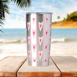 Pink Heart Valentines Water Bottle Geïsoleerde Drinkbeker