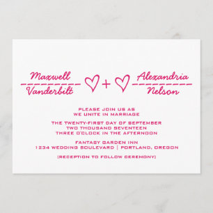Pink Heart vergelijking Wedding Invite Kaart