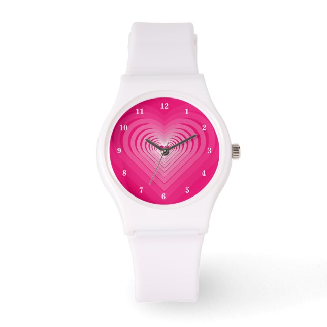 Pink Heart Watch Horloge (Voorkant)