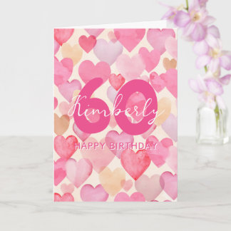 Pink Hearts 60e verjaardag Kaart