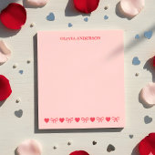 Pink Hearts and Bows Valentines Day Personalized Notitieblok