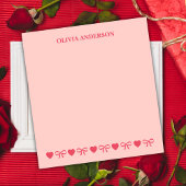 Pink Hearts and Bows Valentines Day Personalized Notitieblok