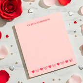 Pink Hearts and Bows Valentines Day Personalized Notitieblok