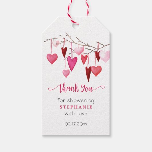 Pink Hearts Baby shower Bedankt Cadeaulabel (Voorkant)