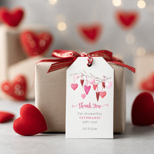 Pink Hearts Baby shower Bedankt Cadeaulabel
