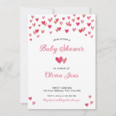 Pink Hearts-Baby shower Kaart (Voorkant)