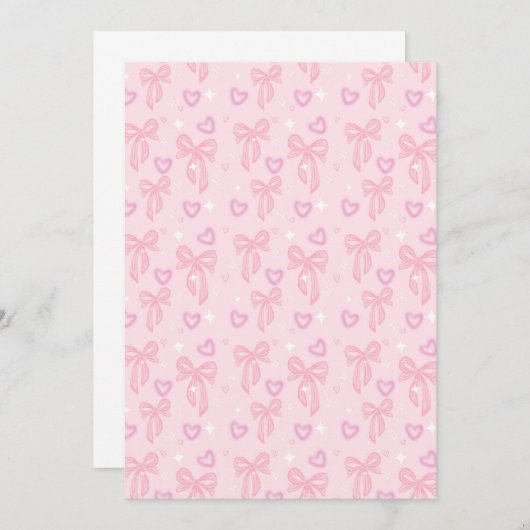 Pink Hearts & Bows Invitation (Devant / Derrière)