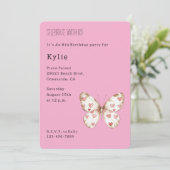 Pink Hearts Butterfly Verjaardag Kaart (Staand voorkant)