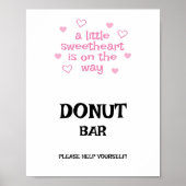 Pink hearts Donut Bar Shower Sign Poster (Voorkant)