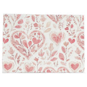 Pink Hearts Floral Love Groot Cadeauzakje (Achterkant)