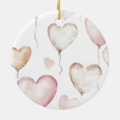 Pink Hearts Floral Love Keramisch Ornament (Achterkant)