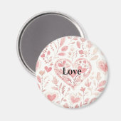 Pink Hearts Floral Love Magneet (Voorkant / Achterkant)