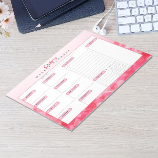 Pink Hearts gepersonaliseerde wekelijkse planner Notitieblok