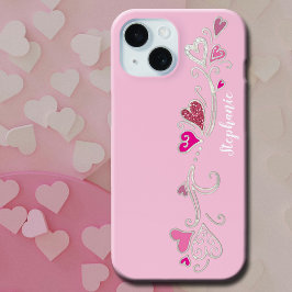 Pink Hearts Glitter Girly Girl