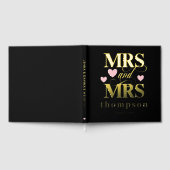 Pink Hearts Gold Mrs. & Mrs. Lesbian Wedding Gastenboek (Volledig)