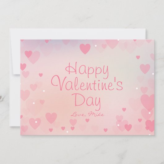 Pink Hearts Happy Valentine's Day Kaart voor haar (Voorkant)