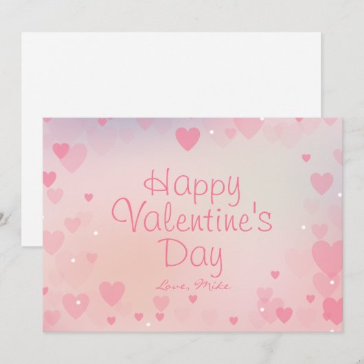 Pink Hearts Happy Valentine's Day Kaart voor haar (Voorkant / Achterkant)